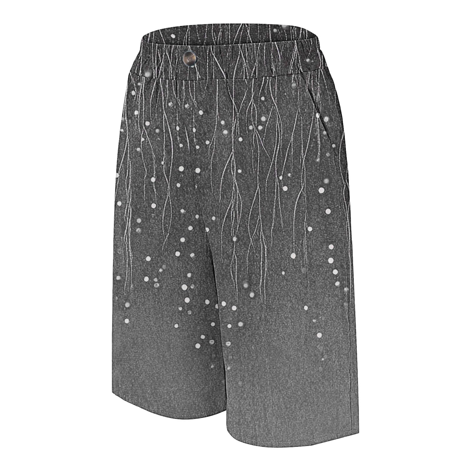 Generisch Short de sport en lin de coton pour femme, coupe ample, longueur genou, short d'entraînement décontracté avec jambes larges et taille élastique