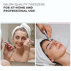 Tweezers for Facial Hair Women - Stainless Steel Eyebrow Tweezers - Sharp Precision Tip for Shaping Eyebrows, Ingrown & Fine Hair Removal - Slant Tip - Non-Slip Grip