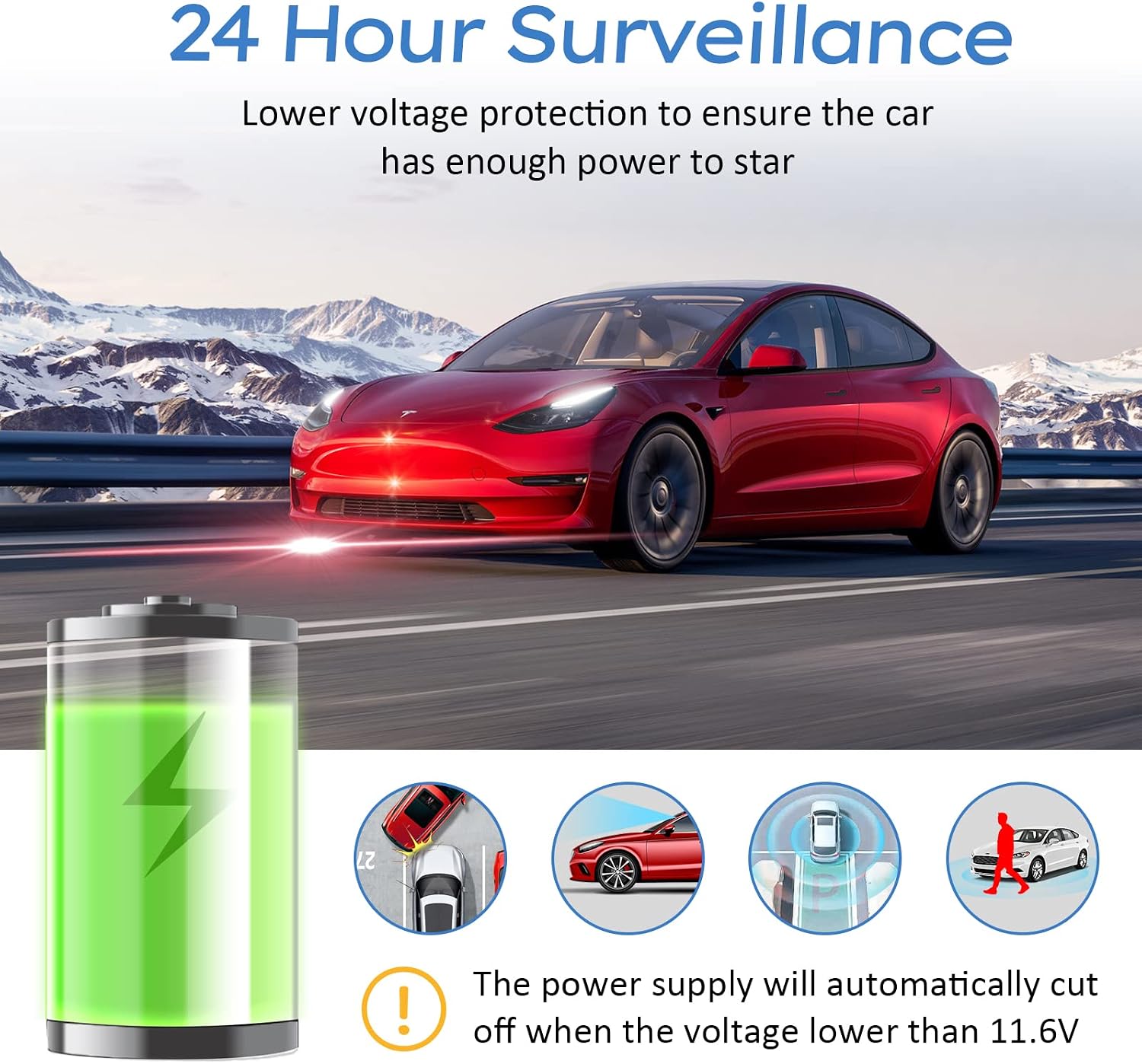 Illustration of 24-hour surveillance with low voltage protection