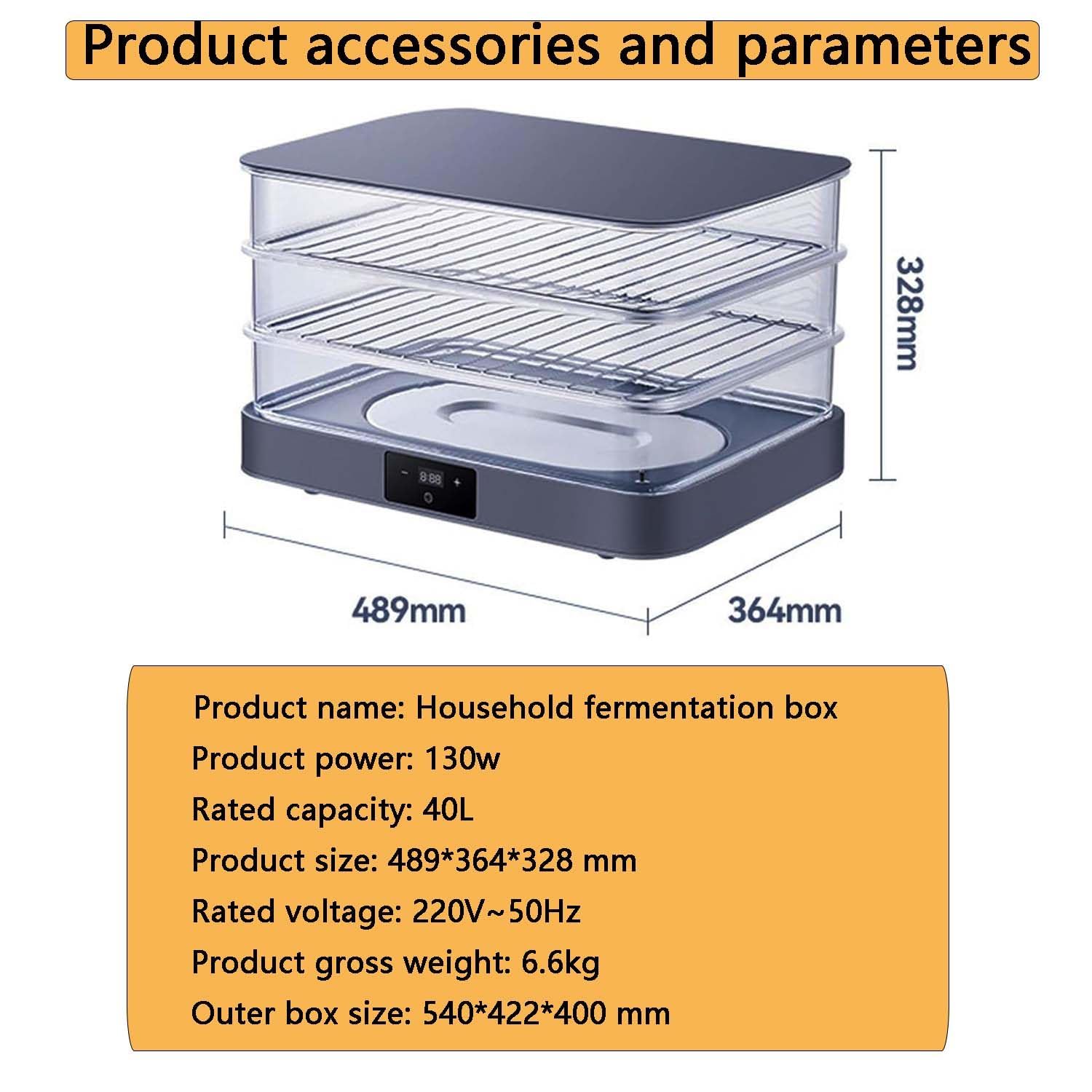 Bread Fermentation Box,Adjustable Temperature Timer Control Bread Dough Proofing Box,Automatic Humidity Control,For Food Fermentation and Meal Heating
