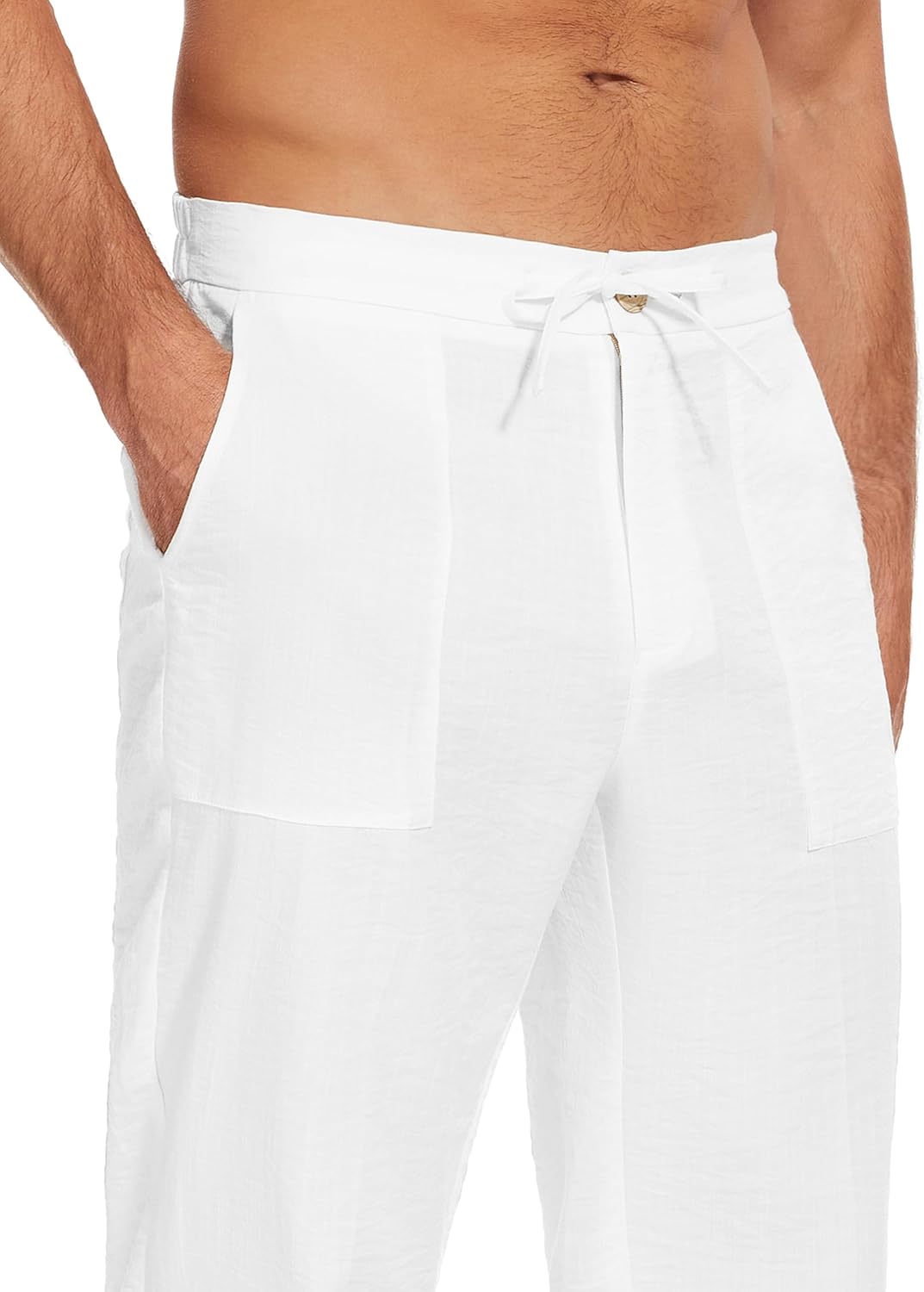 SEVEGO Mens Casual Linen Pants 30''/32''/34''/36'' Elastic Waist Drawstring Straight-Legs Summer Beach Loose Fit Trouser - Image 7