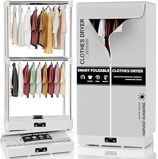 Portable Electric Clothes Dryer, Portable Folding Clothes Dryer with Timer, Easy to Carry Laundry Drying Cabinet and Large Capacity for Apartments | Campers (Grey JQ7)