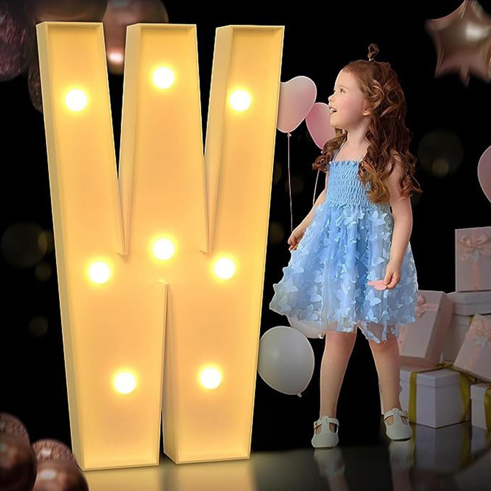 Ttiiloe Letter W 120Cm/4Ft Light Up Marquee Light Up Letters, Mosaic Giant Marquee Letters, Anniversary Party Decorations, Birthday Wedding Diy Decor