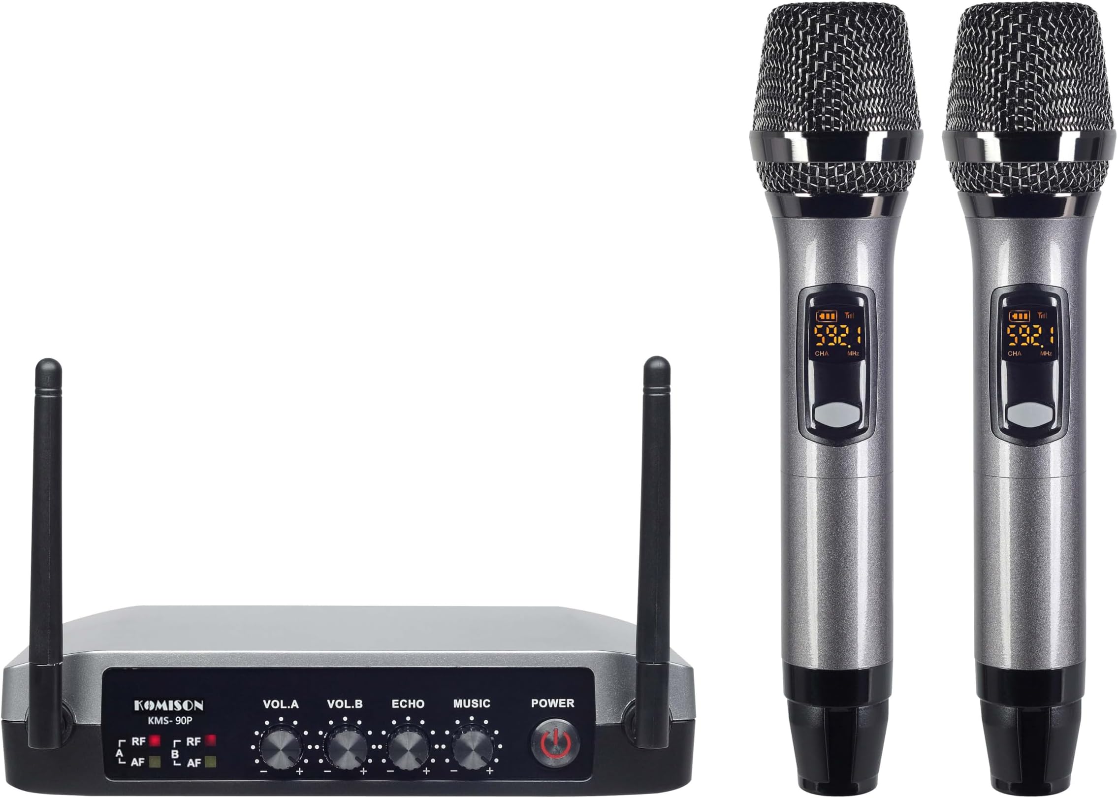 UHF Handheld Wireless Microphone System with Echo Cordless Mic Box with Receiver Metal for Singing Speech Meeting Church Wedding, 280FT