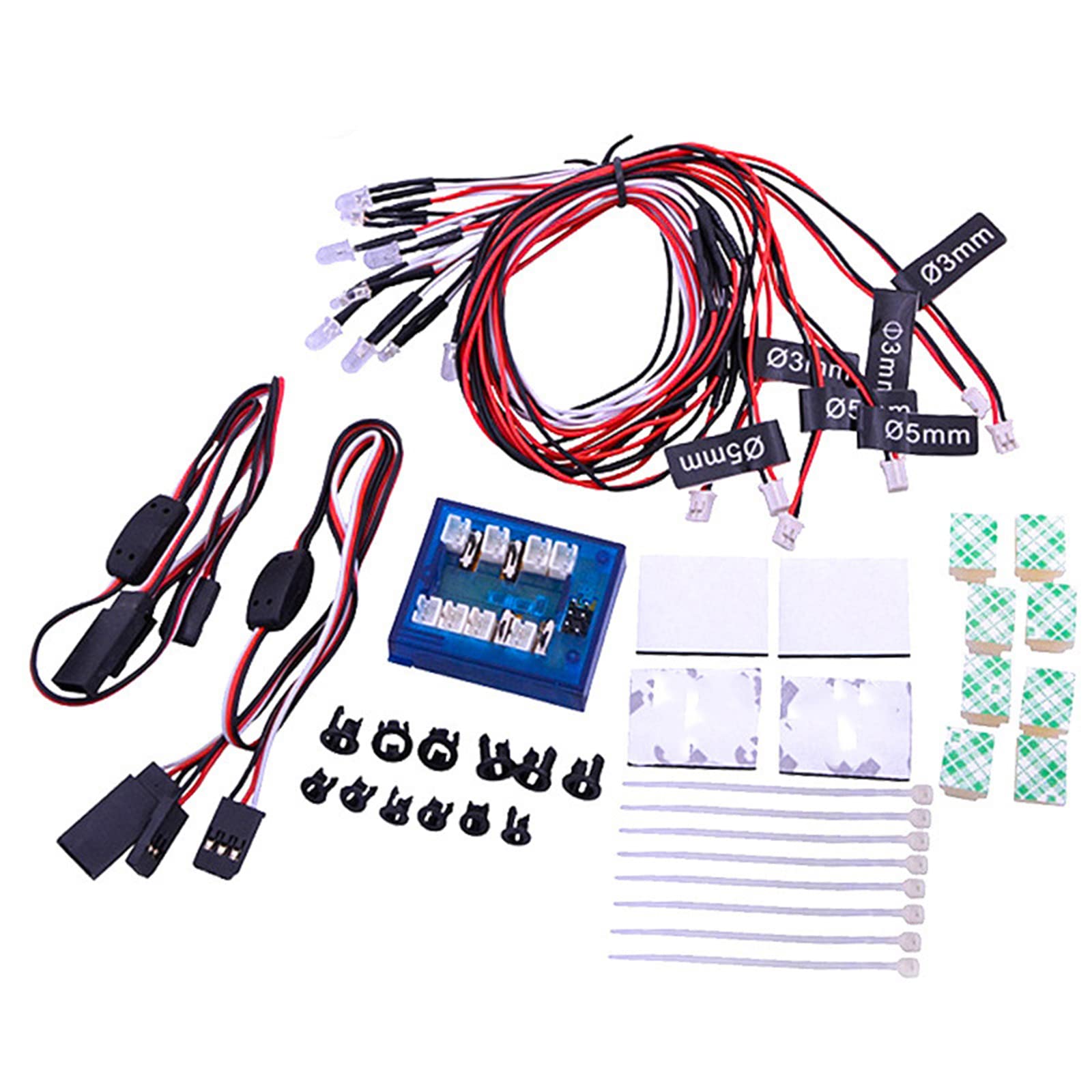 Rc Car Lights Kit 12 LED Assemble Lighting System Kit Simulation Flashing Lights Steering Brake Lighting System Kit for Rc Car1/10 RC Car/Truck/Crawler