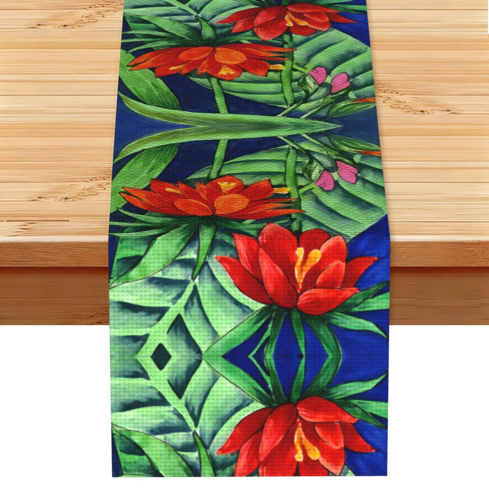 Flower (3) Linen Feel Table Runner Wedding Party Home Decoration