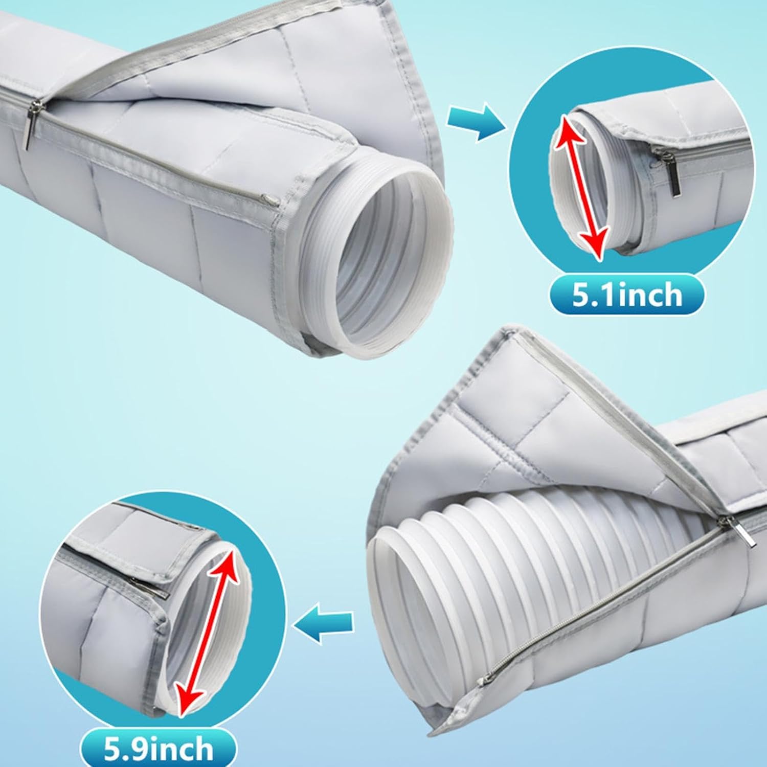 Air Conditioner Hose Wrap - Insulated Heat Reduction Sleeve, Elastic Dustproof Cover, Thermal Barrier Shield, Prevent Ambient Warming, Energy Efficient Accessory for Dorm Hotel Office Bedroom