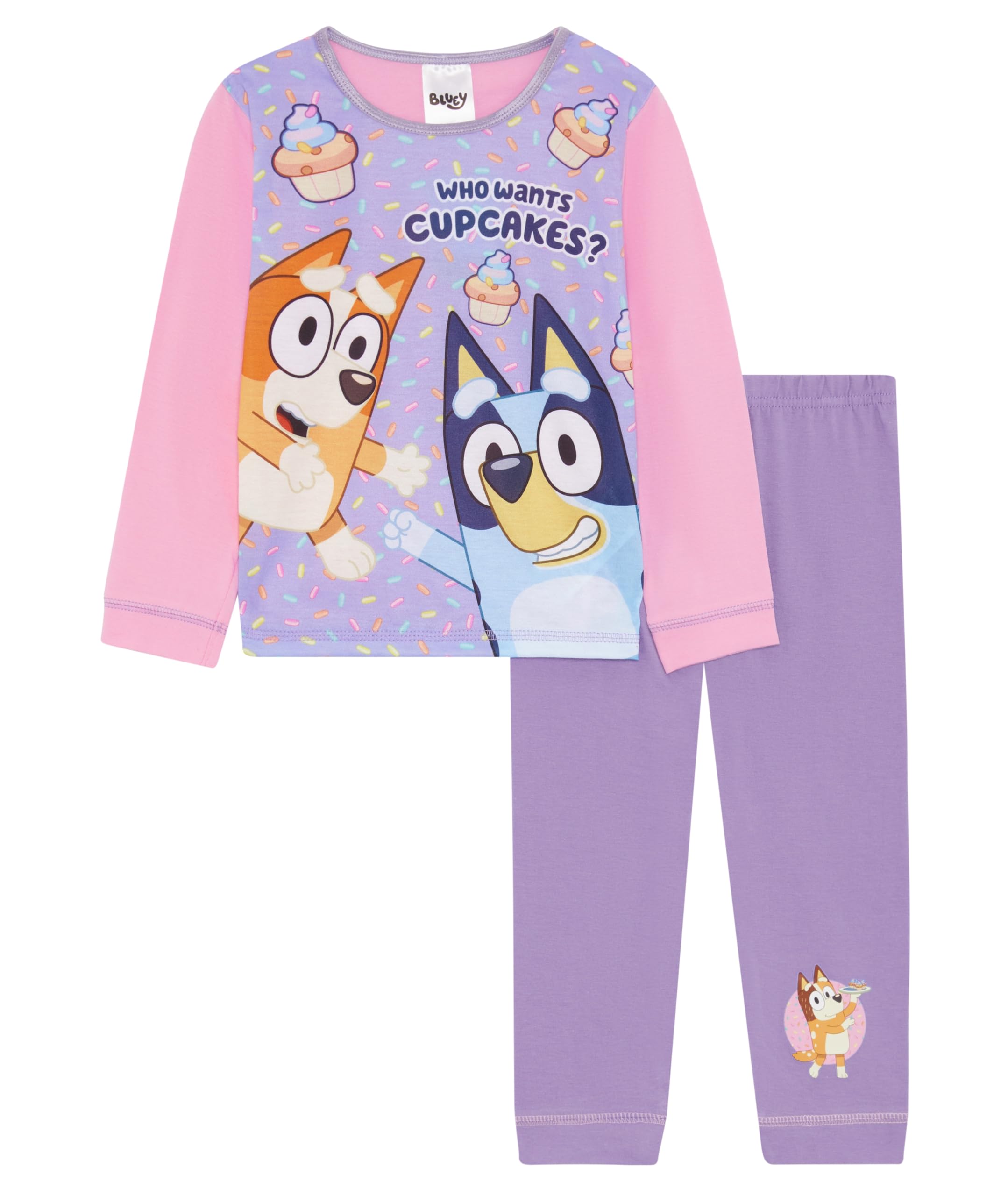 Bluey Girls Pyjamas Character Nightwear Set "Who wants Cupcakes?", Multicoloured, Age 3-4 Years