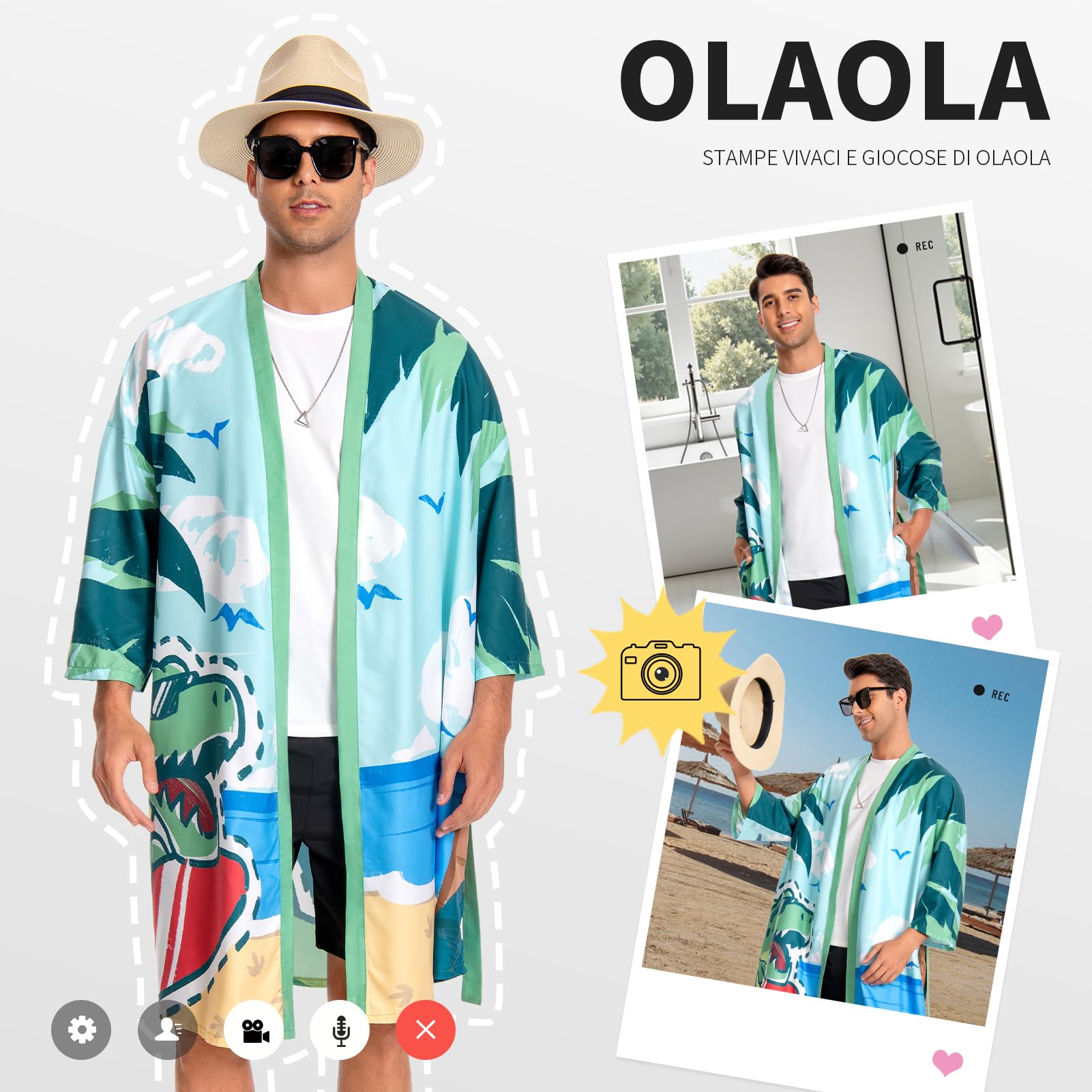 OLAOLA Accappatoio Uomo Leggero Kimono Accappatoio Comodo Lungo Morbido Microfibra Accappatoio Uomo e Donna Unisex Asciugatura Rapida Accappatoio