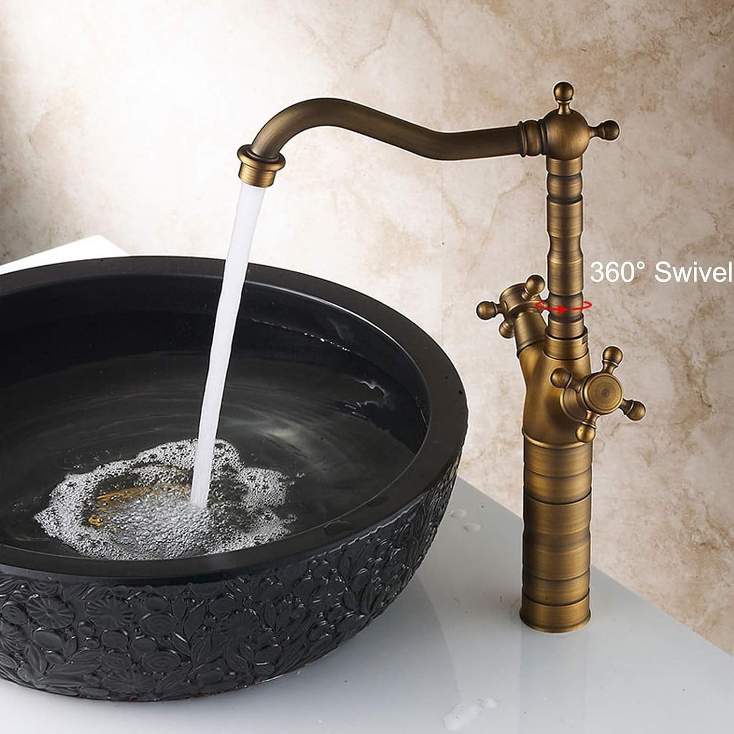 Rubinetto Miscelatore Lavabo Cucina Ottone Girevole 360°