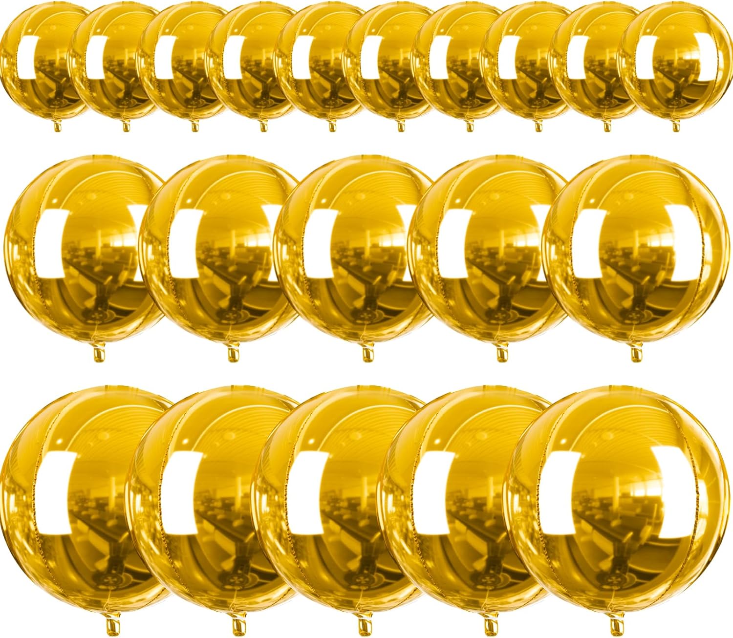 PartyWoo Metallic Gold Foil Balloons 20pcs Different Sizes Pack of 22 15 10 Inch Large Round Foil 4D Inflatable Mirror Ball Mylar Balloons for Graduation Birthday Baby Shower Party Decorations