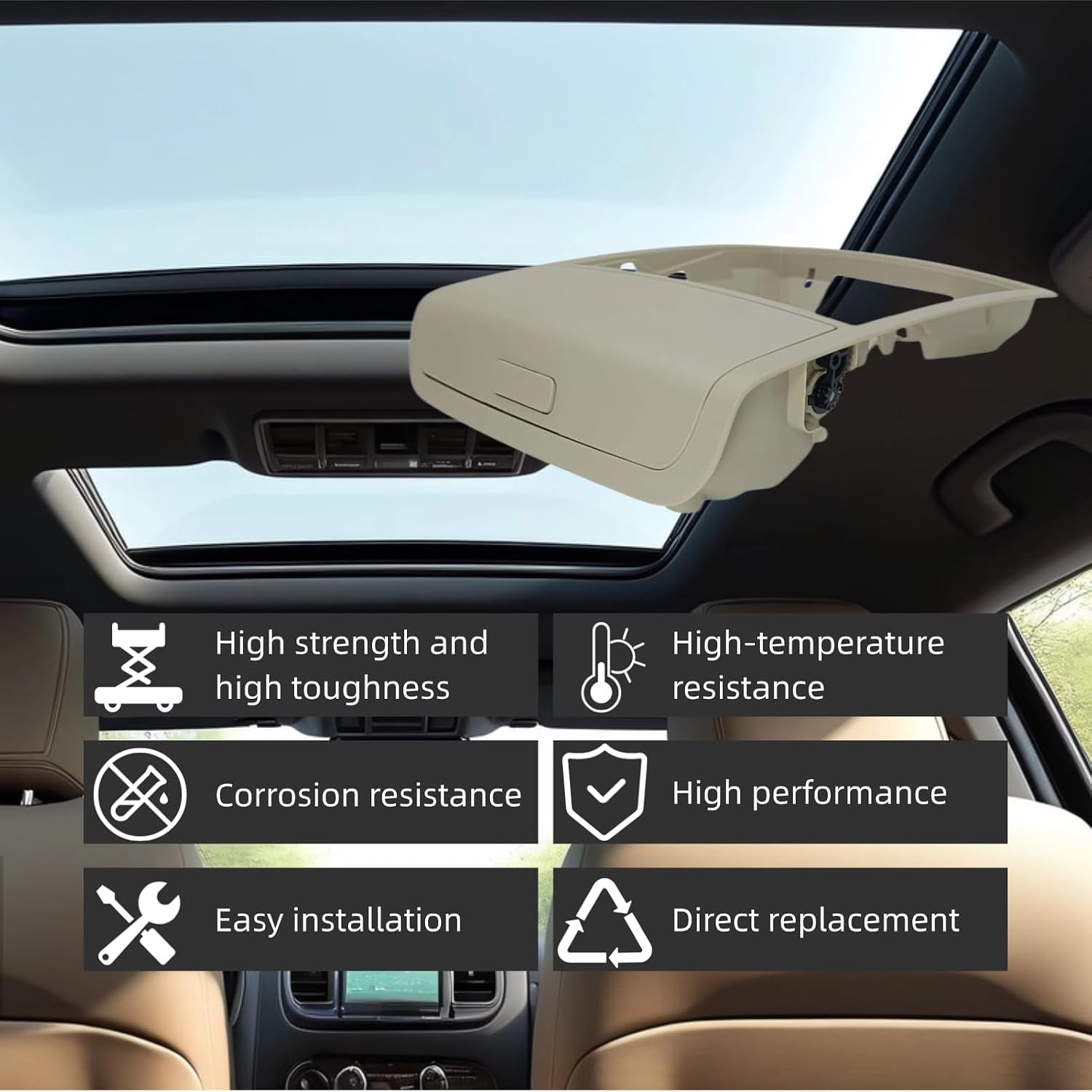 Overhead Console Bracket, Overhead Storage Console Sun Glasses Case Holder Compatible with Jetta Passat (A3) 561868837A95T 5C686883795T (Beige)