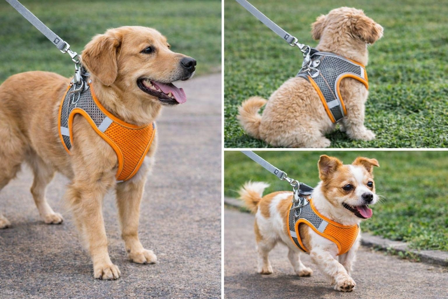 No Pull Dog Harness Large – Adjustable Reflective Pet Vest with Front & Back Leash Clips, Soft Breathable Mesh, Easy Control Handle for Walking, Training & Outdoor Use (orange, Large)