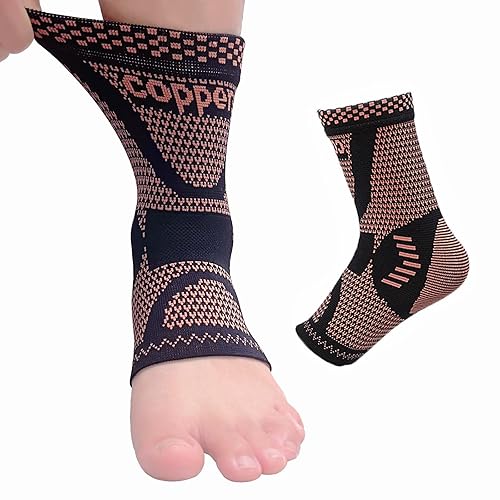 Tobillera de cobre, calcetín elástico de compresión de tobillo para fascitis plantar, tendón de Aquiles, esguince, alivio del dolor, recuperación,