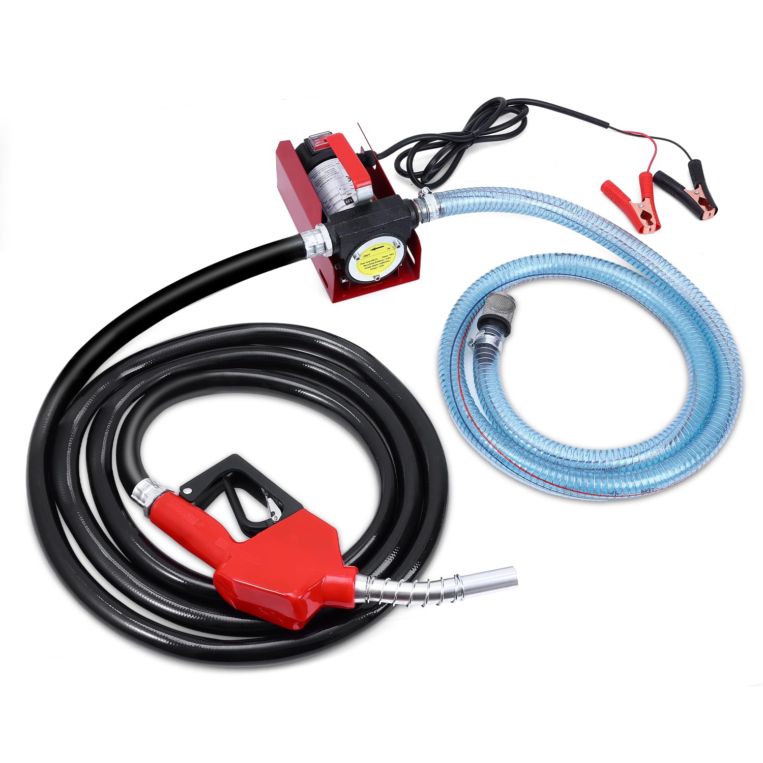 Dieselpumpe 12 V, 155 W Kraftstoffpumpe Absaugpumpe, Selbstansaugende Elektrisch Ölpumpe 40 l/min,Ölabsaugpumpe Pump mit Zapfpistole(Düsendurchmesser20mm) und Schlauch für Diesel