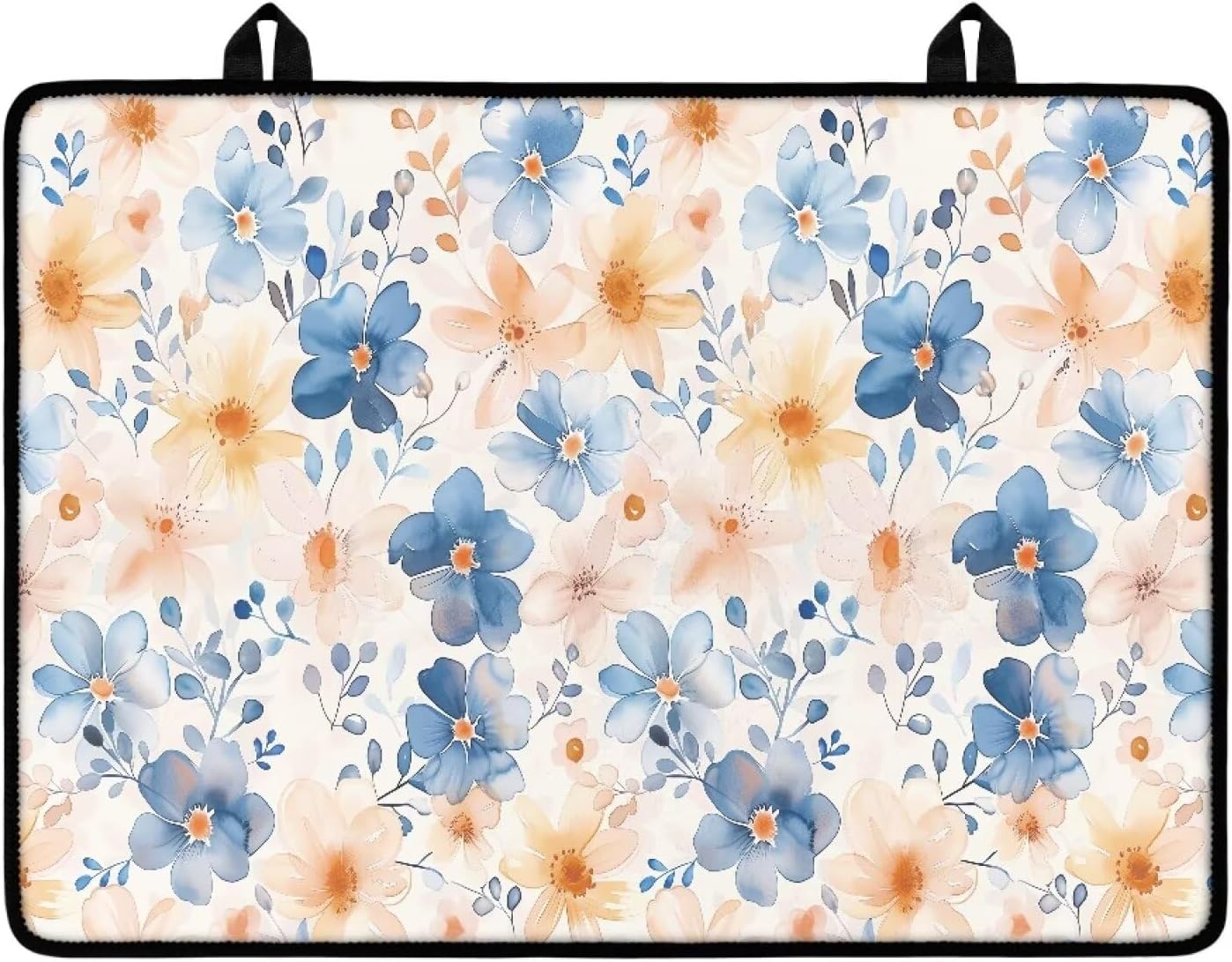 Blue Floral Pattern Glass Stove Top Protector Stove Cover Mat, Heat Resistant Layer Shields Electric Stove from Spills and Scratches Easy Maintenance