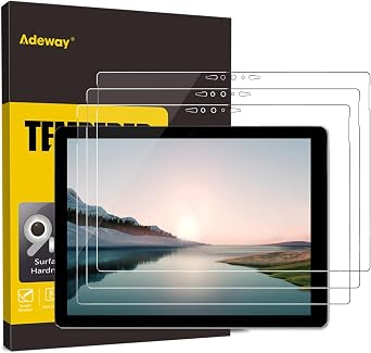 Adeway Surface Go 4/3/2/1 Glass Protective Film, 10.5 inch U Shape, 9H Hardness, High Transparency, Anti-Fingerprint, Bubble Prevention, High Sensitivity Touch, 2.5D Processing, Easy to Apply