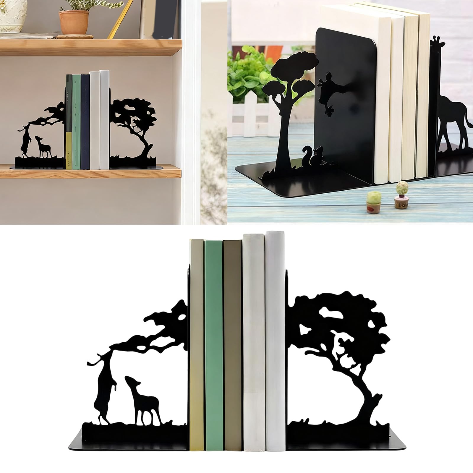 Libreria in metallo, decorazione per libro, elegante espositore per mostrare immagini, libri di cucina, quaderni, fermalibri da scrivania