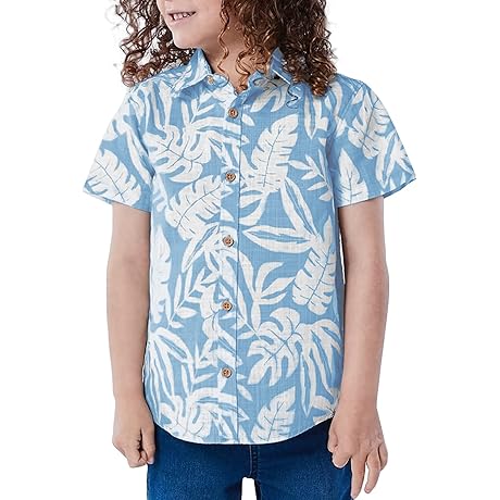 Boys Floral Hawaiian Shirt: Tropical Aloha Delight for Kids
