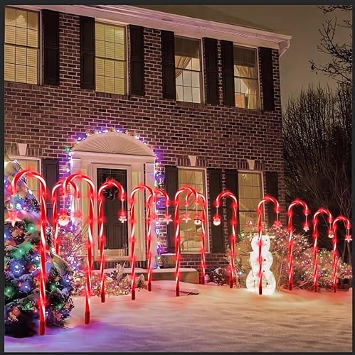 Miniatura 6 de Decoraciones de Navidad de 28.5 pulgadas, luces de bastón de caramelo para exteriores, paquete de 12 96 LED rojos brillantes, luces solares de