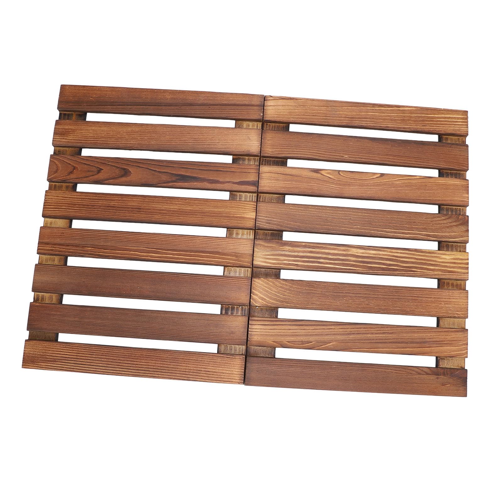 Ejoyous Tapis de Douche et de Sol en Bambou, Pliable, Antidérapant, Imperméable, Design Ventilé, Pour Salle de Bain Intérieure/Extérieure, Sauna, Spa, Piscine, Balcon, Marron, 59 x 41.2 cm