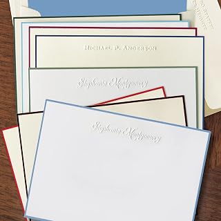 Hand Bordered Personalized Embossed Note Cards with Envelopes
