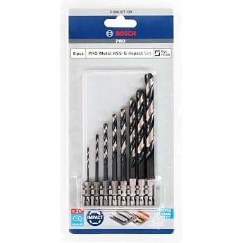 'Bosch Impact Control 2608577139 Drill Bit Set HSS 8 0 W V | For non-ferrous metals, steel, diameter 2-10.00 mm, professional