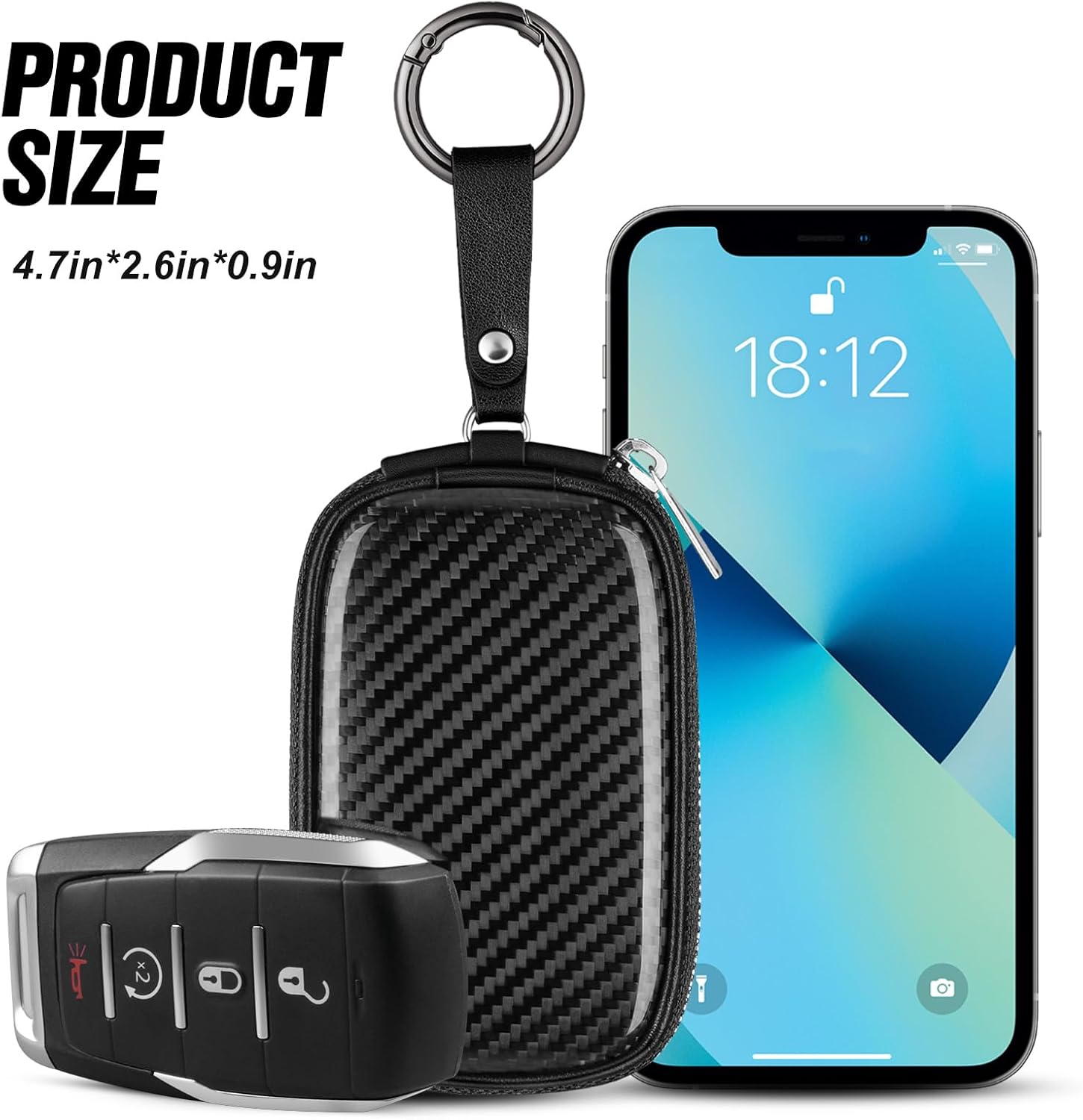 Car Key Signal Blocking Pouch Anti-Theft Accessory for RFID Blocking Bag Faraday Key Fob Protector Car Key Pouch Anti-Theft Car Security Cage,Real Carbon Fiber - Image 4
