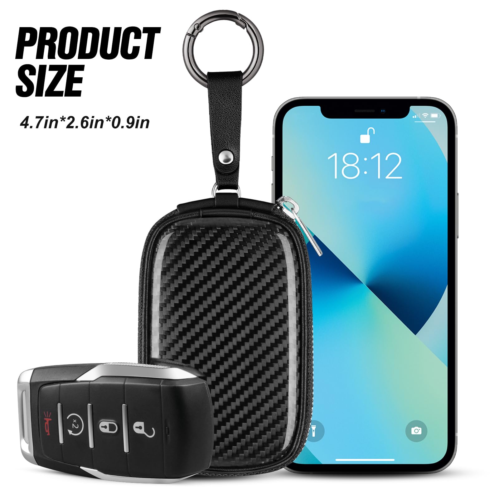 Car Key Signal Blocking Pouch Anti-Theft Accessory for RFID Blocking Bag Faraday Key Fob Protector Car Key Pouch Anti-Theft Car Security Cage,Real Carbon Fiber