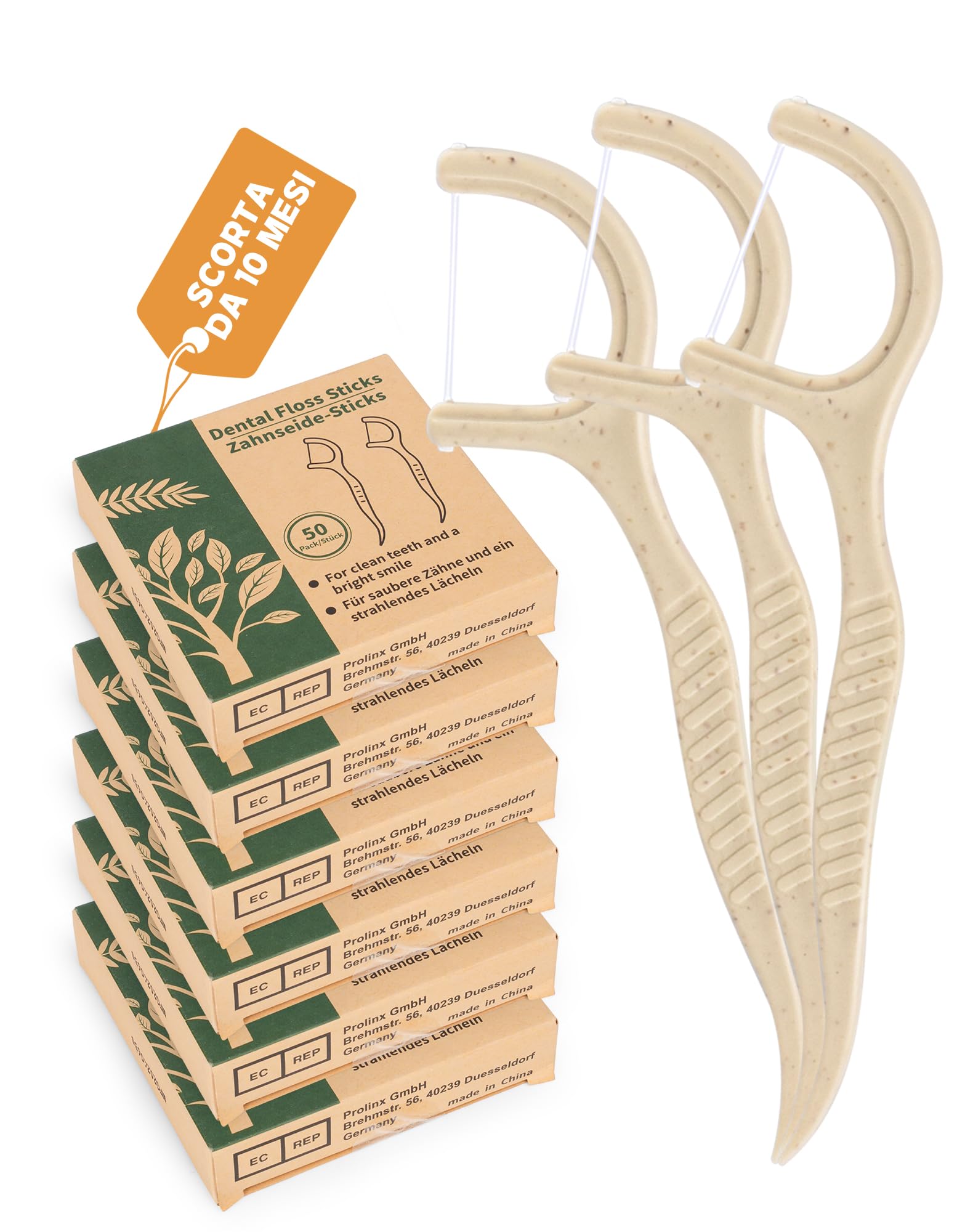 300x filo interdentale ecologico archetti filo interdentale senza plastica forcelle interdentali biologico Bastoncini filo interdentale in Mais e paglia naturale dental floss picks (6x50)
