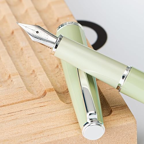 Miniatura 5 de Hongdian 920S - Pluma estilográfica de metal verde hierba, pluma clásica de punta extra fina iridio con convertidor de tinta