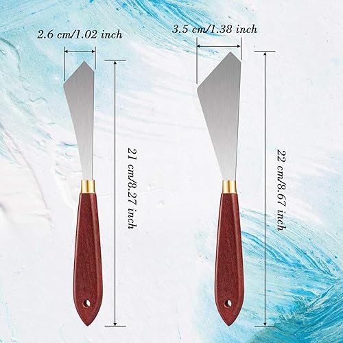 Miniatura 3 de Juego de cuchillos de pintura, espátula de mezcla de acero inoxidable, espátula de pintura artística con mango de madera, herramientas para pintura