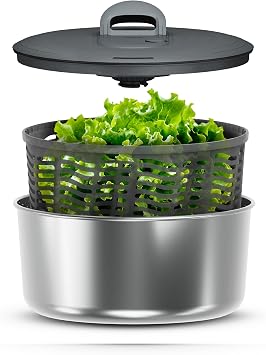 Zyliss Easy Spin Salad Spinner, 24 Servings, Small, Stainless Steel
