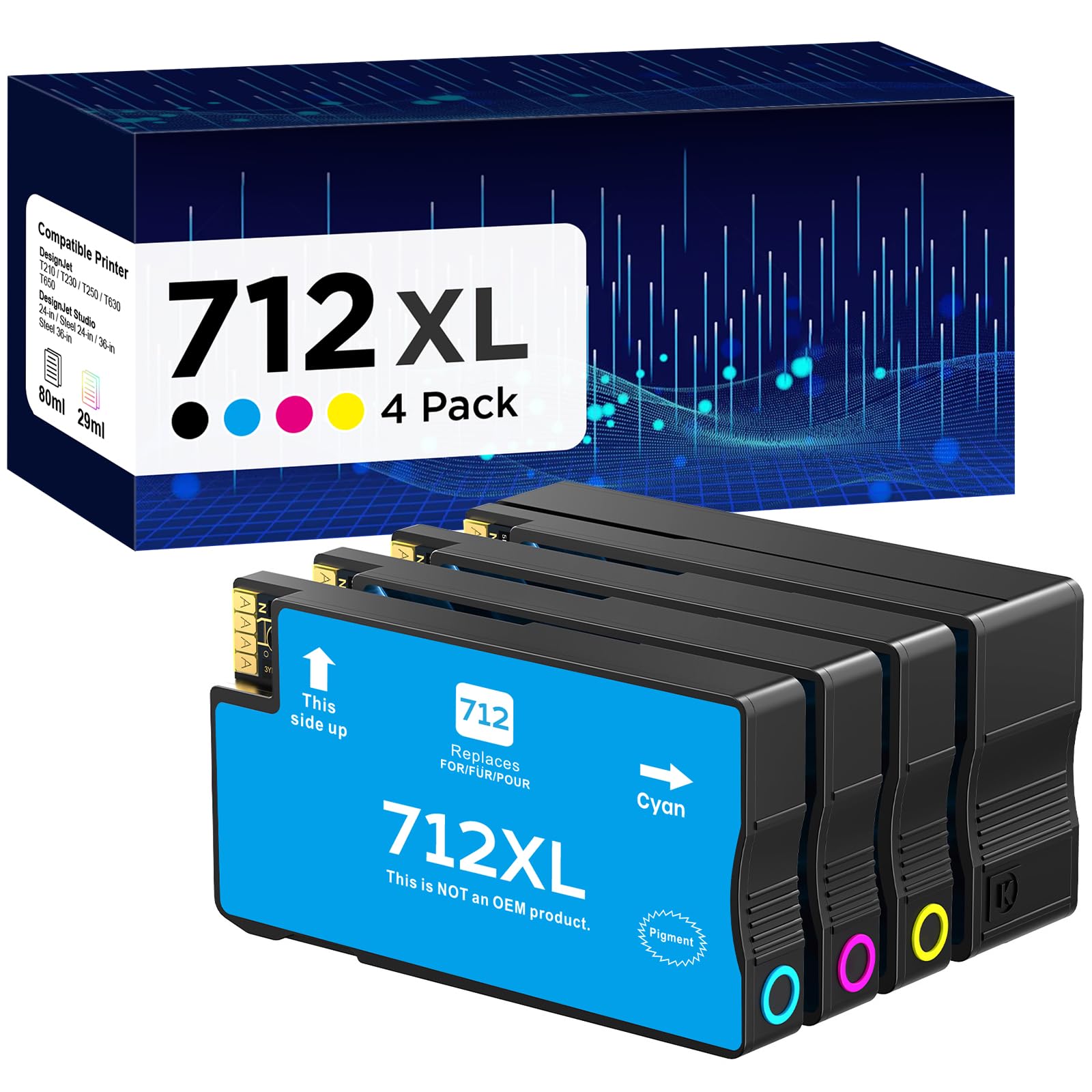 Amazon.com: 712XL 712 Ink Cartridges High Yield Compatible