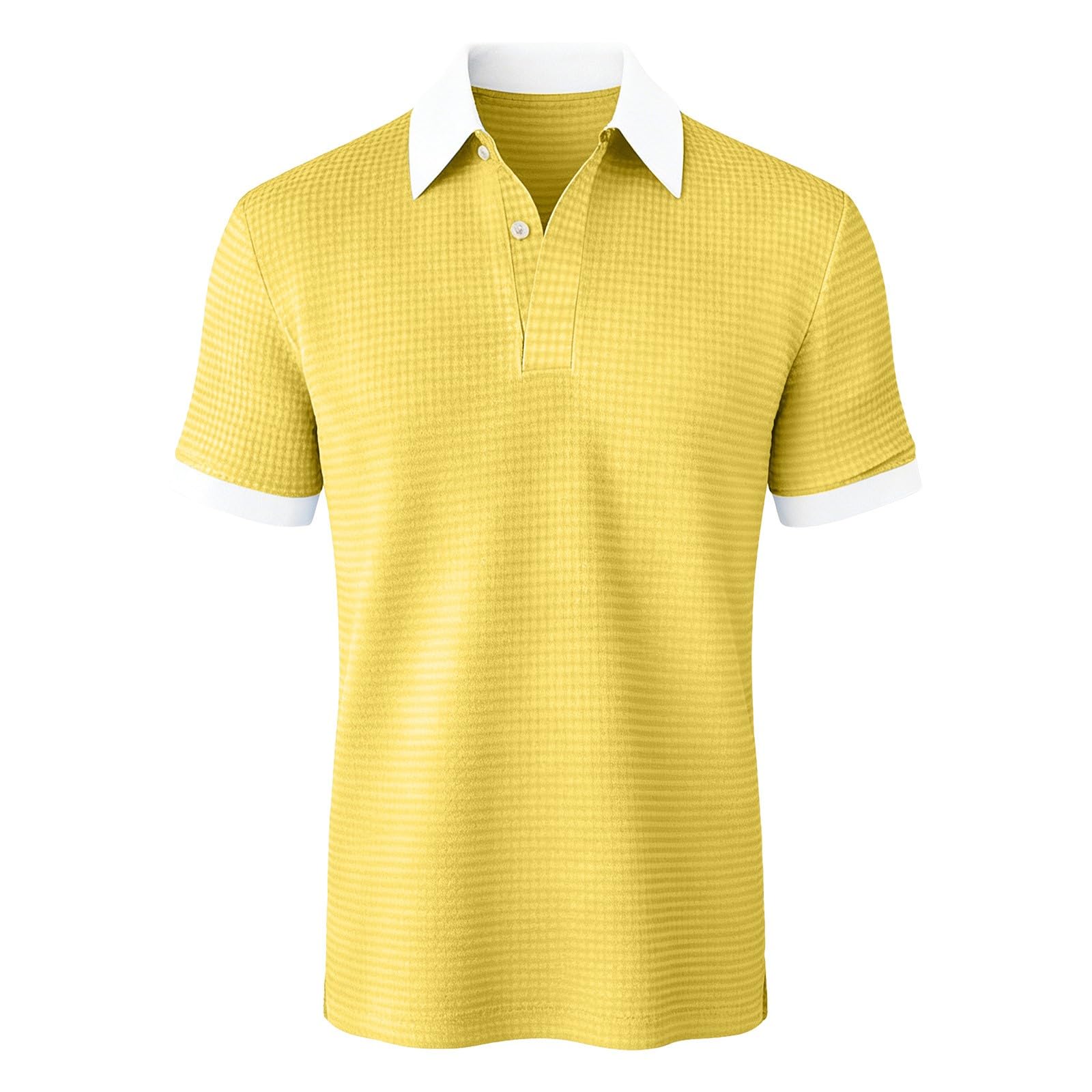 Generico Polo Uomo Maniche Corte in Tessuto Waffle con Bordi A Contrasto, Modello Leggero Ideale per Tutti I Look Casual Estivi Quotidiani