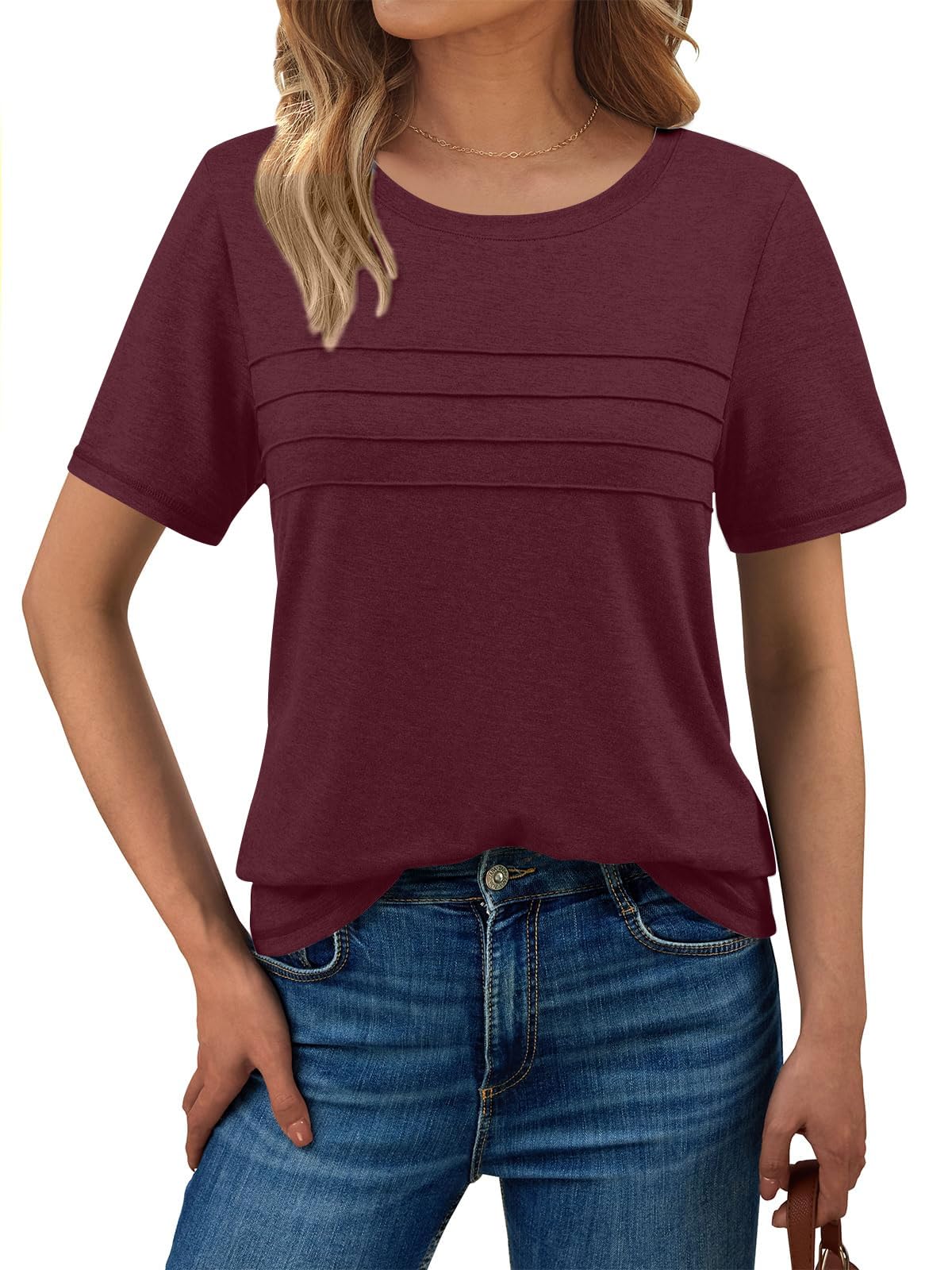 Haslike Damen-T-Shirt, Sommer, lockere Passform, einfarbig, kurzärmelig