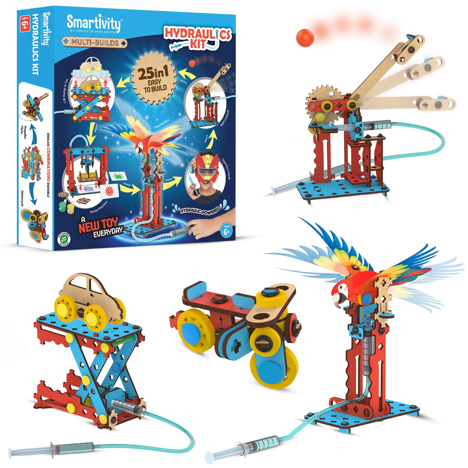 Smartivity 25 in 1 Multi-Builds Hydraulic Kit STEM DIY Kit for Kids 6-14 | Educational Science Toy | Best Birthday Gifts for Boys & Girls Ages 6-8-10-12 | STEM Learning Toys for 6-14 Year Olds (B0CX91BQV4) Amazon Price History, Amazon Price Tracker