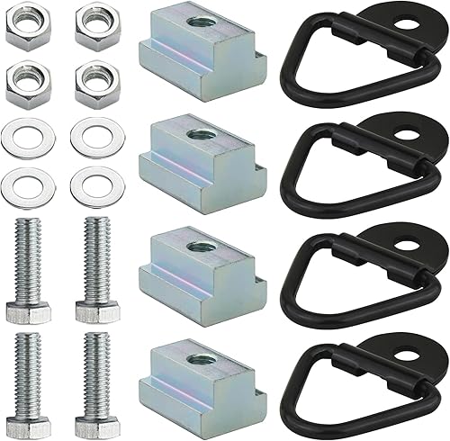 APPERFiT Accesorios de cama con ranura en T, tuercas en V, tacos de cama para camión, riel de cubierta de carga (paquete de 4) compatibles con