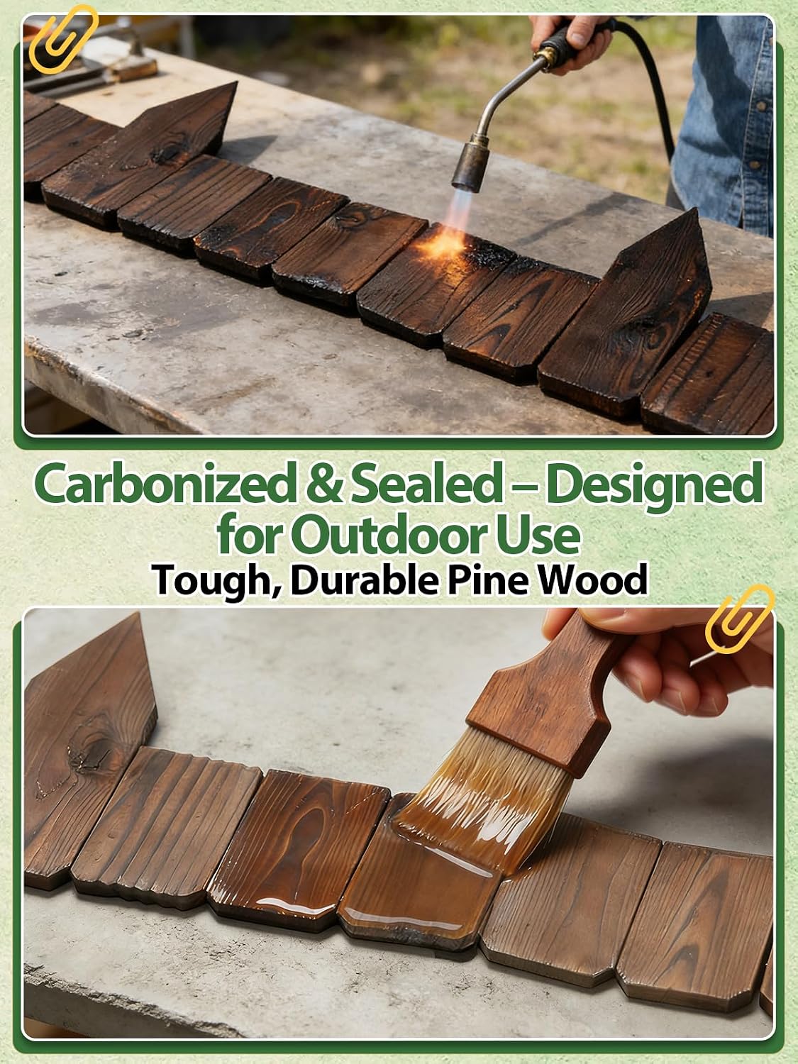 9.6ft L x 3.9in H Landscape Edging - 2 Pack Anti-Corrosive Wood Flower Bed Edging Borders, Garden Edging for Yard Path Lawn Decorative Tree Fence