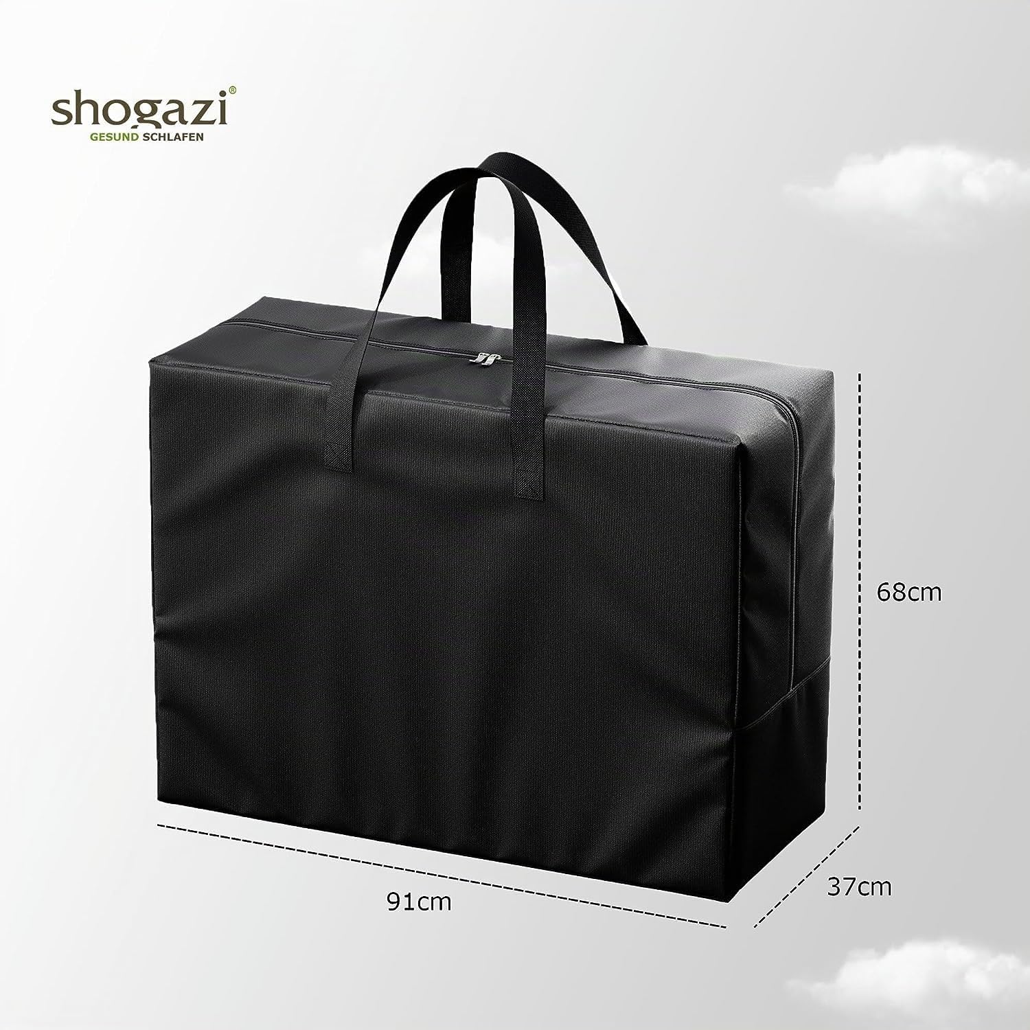 SHOGAZI Sac de Rangement XL, sacs à linge, matelas pliants – Sac de transport avec fermeture éclair, extra large : 91 x 68 x 37 cm, avec poignées de transport