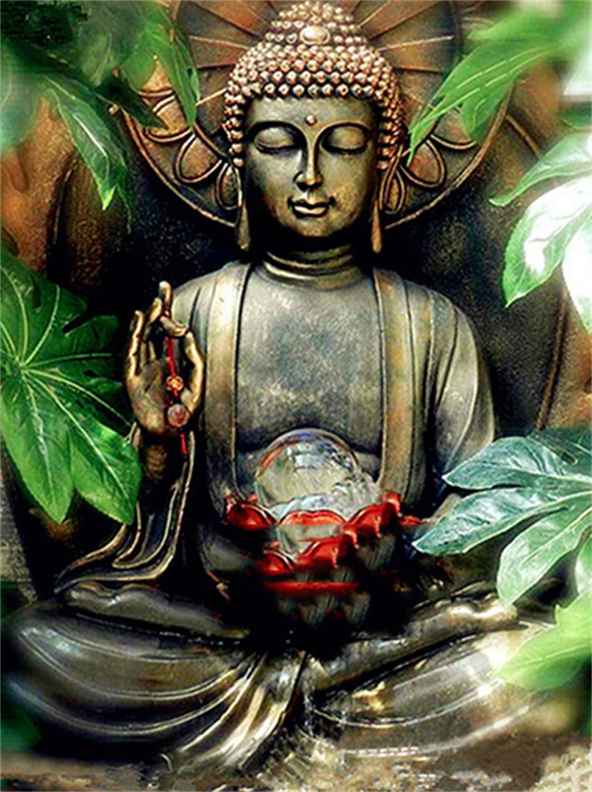 Kit Peinture Diamant Buddha 30x40cm - Loisir Créatif Adultes Et Enfants - Diamants Strass Ronds - Déco Murale