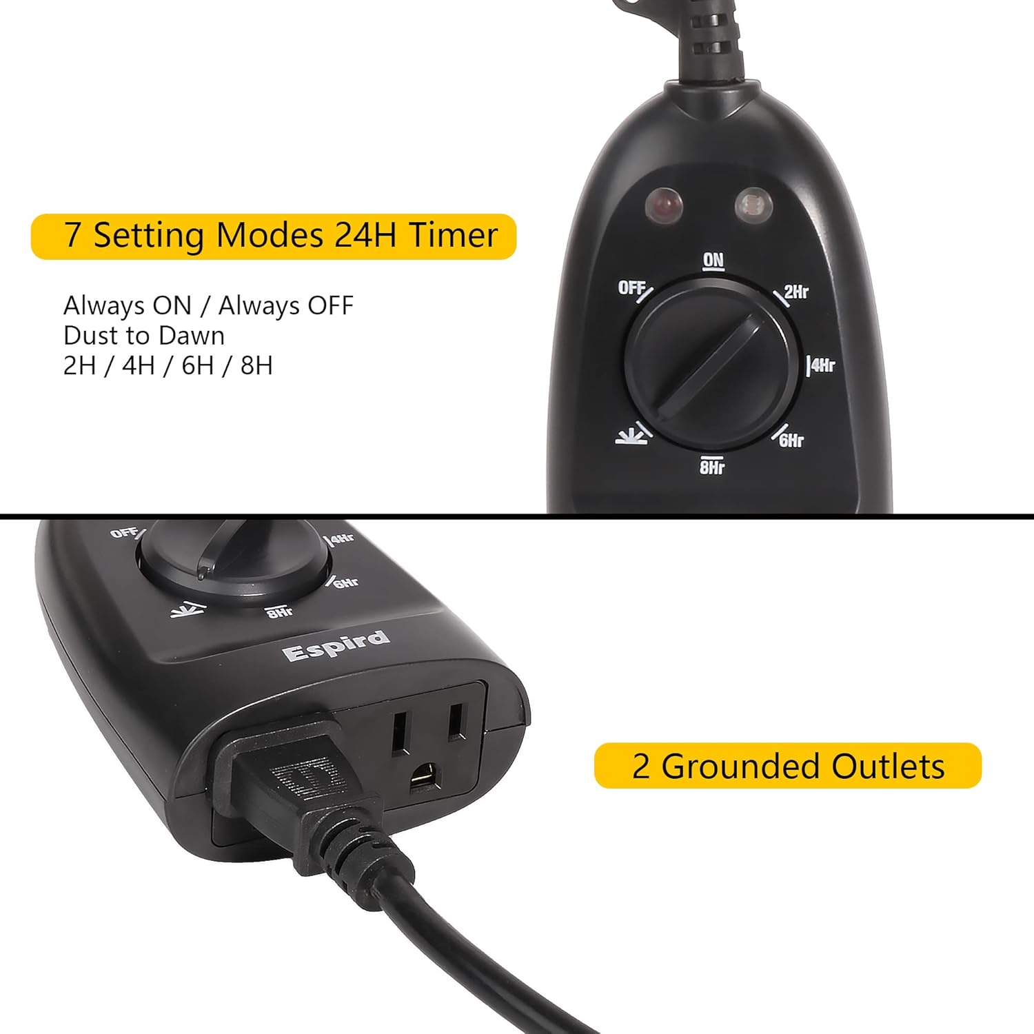 Espird Outdoor Lights Timer Outlet Timer Outdoor with Light Sensor, Waterproof Outdoor Timer Outdoor Light Timer Dusk to Dawn Photoelectric Countdown Timer for Home and Garden : Tools & Home Improvement