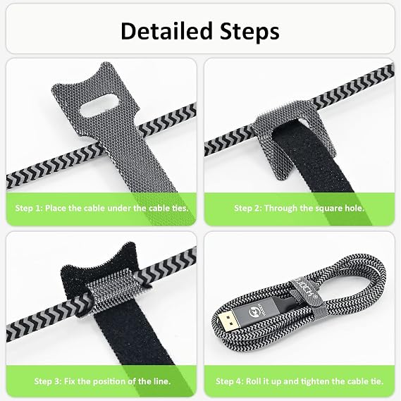 Cable Ties YOJOCK Storage Band for Cable Management Adjustable with Nylon, Reusable Cable Organizer, Freely Cut for Cable Arrangement, Ideal for Data Centers, Cable Organization, 5.9 inches/Black 50