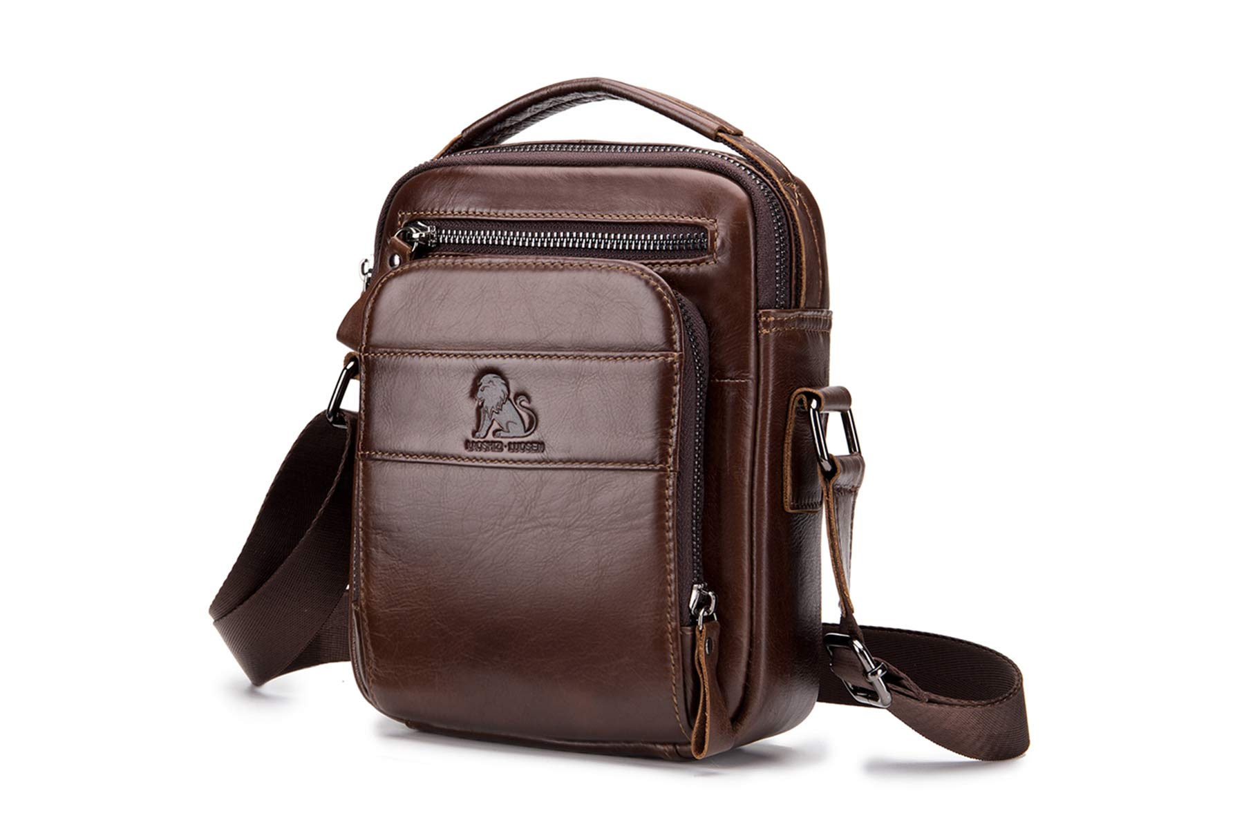 BAIGIOMen's Genuine Leather Shoulder Bag Messenger Briefcase CrossBody Handbag Satchel Travel bag