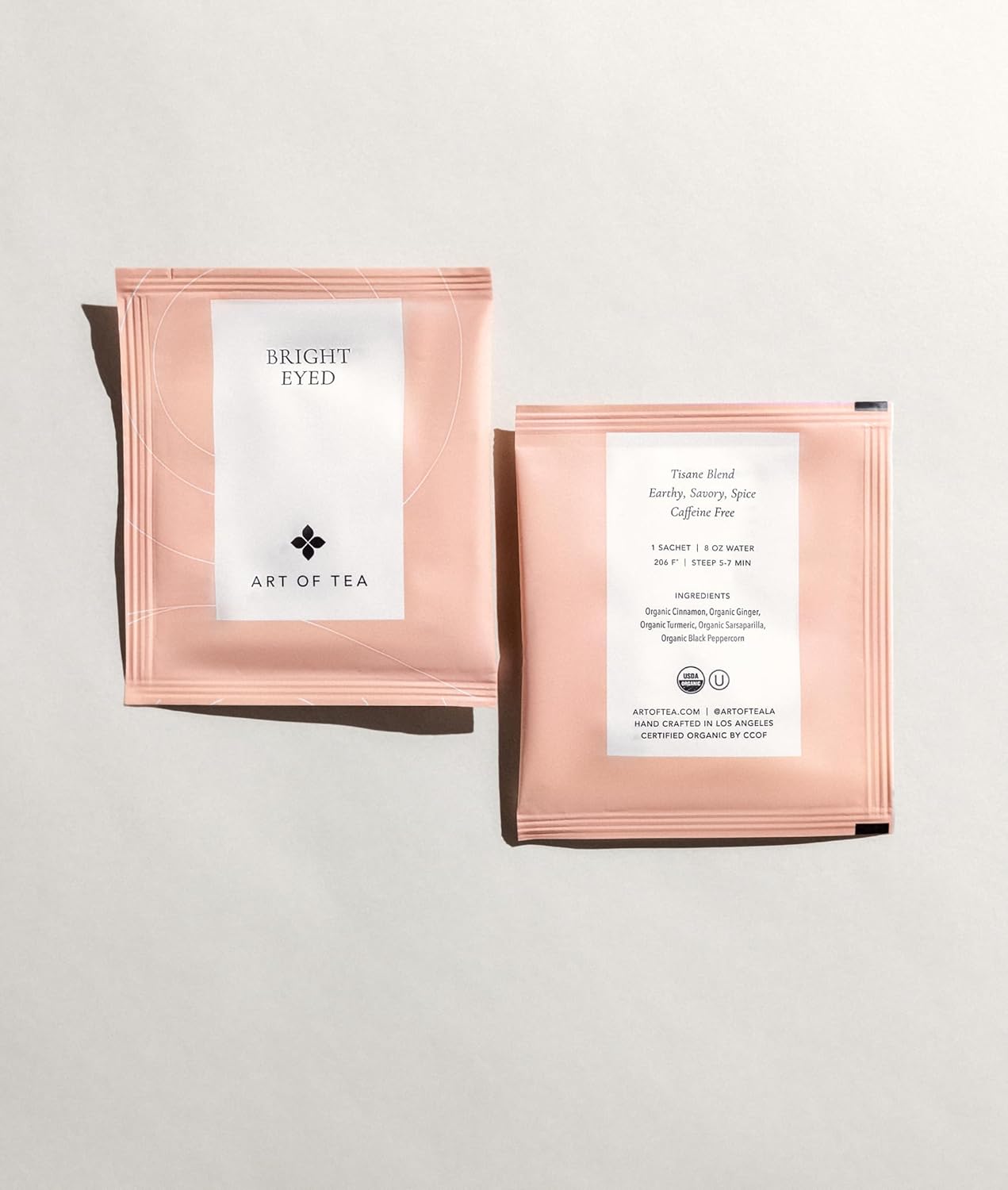 Art of Tea | Bright Eyed Turmeric Ginger Tea - Caffeine Free Turmeric Ginger Tea Bags | 50 Pyramid Sachets