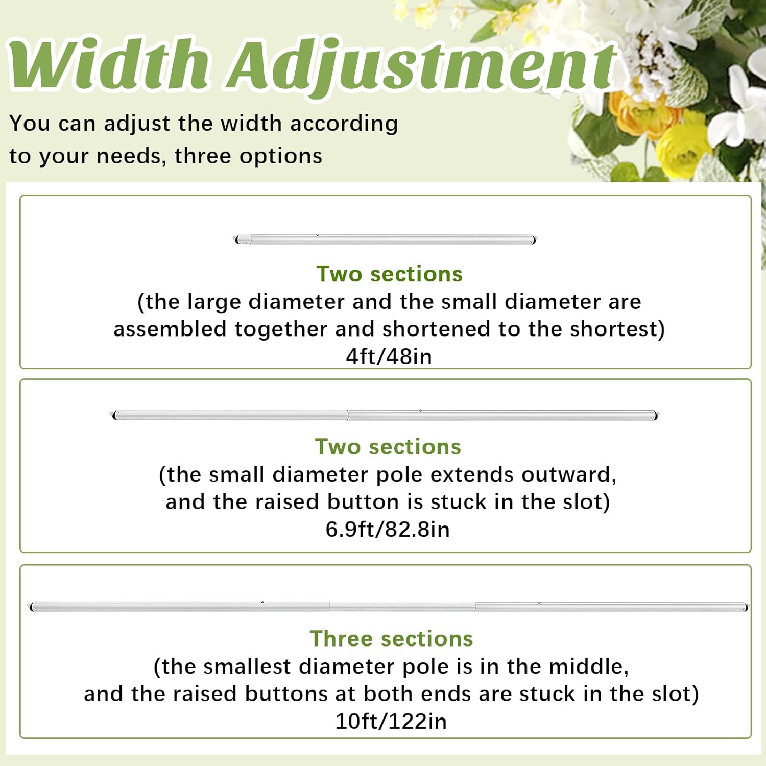 zonon 2 pcs 4-10ft double layer adjustable crossbar and hangers for use with pipe and drape kit pipe and drape crossbar for backdrop stand, background curtain and wedding decor 2 4-10 ft