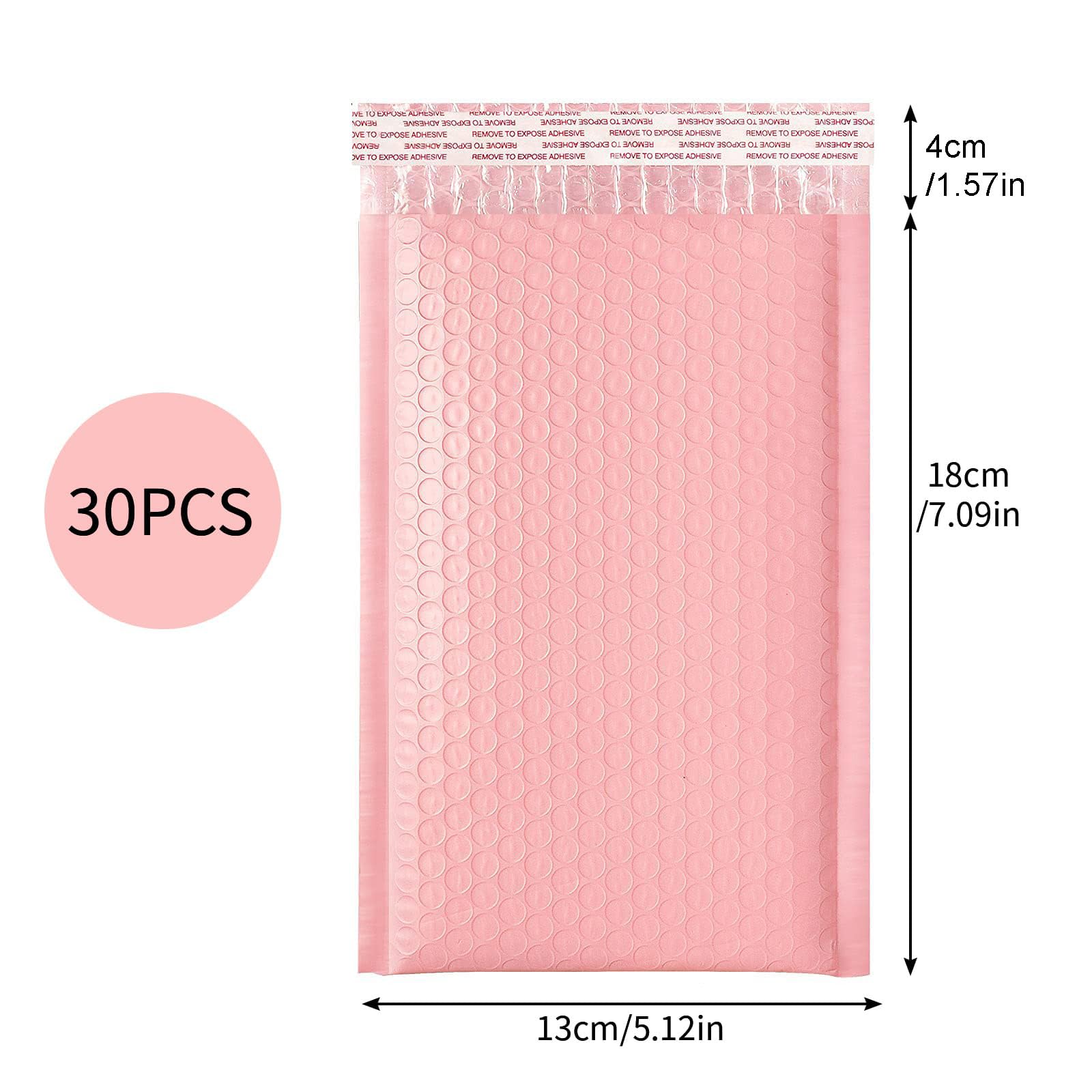 Chovbe 30 Pcs Padded Envelopes, Pink Bubble Mailers 13x18cm Outer Size, Self-Seal Poly for Packaging Gifts, Shipping & Mailing - Image 2