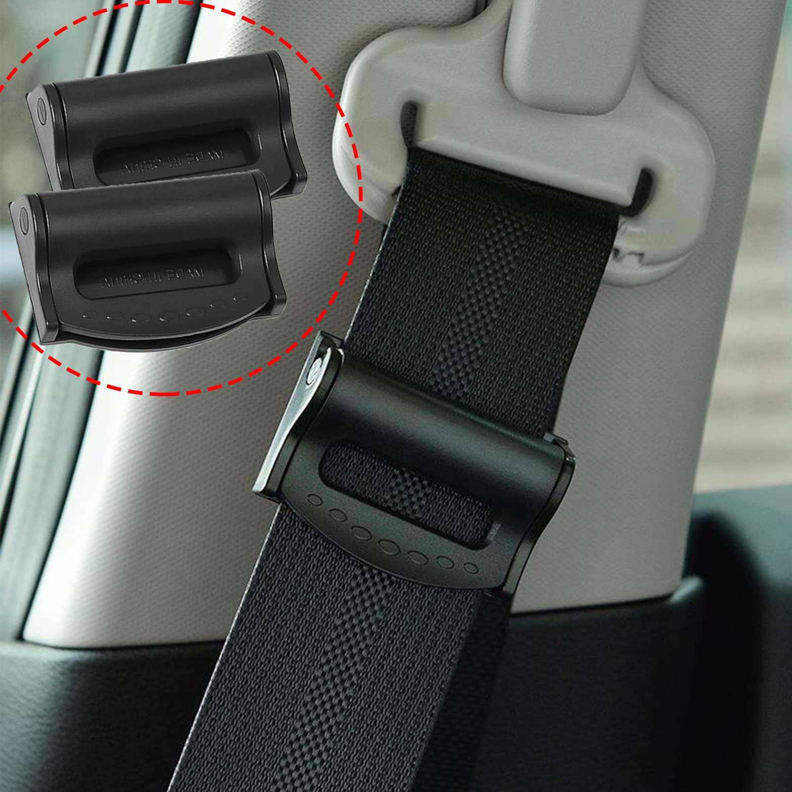 3 Clips Réglage Ceinture De Sécurité - Ajusteur Pour Voiture, Camion, Bus - Noir, Rouge, Bleu - Dimensions 88x35x22 Mm