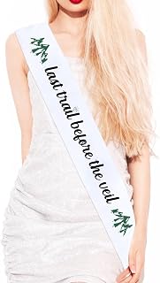 Last Trail Before The Veil Bachelorette Sash - Mountain Bridal Shower Decorations, Hiking Camp Bachelorette Party Supplies for Wedding Engagement Party