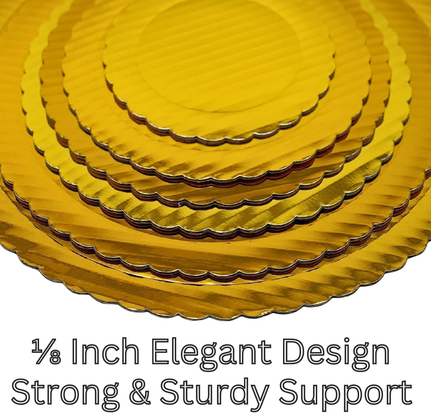 PLESIU 6" Round Gold Scalloped Cake Board 25pcs
